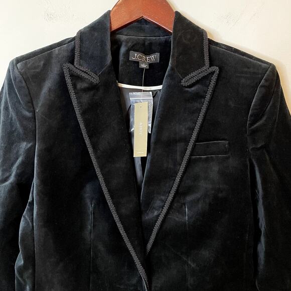 J.Crew Alexandra Velvet Blazer Italian Stretch Formal Holidays Lux CF274 Black 2 - Picture 1 of 16